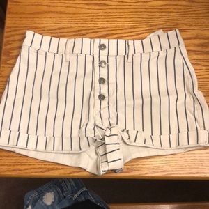 Striped off white shorts